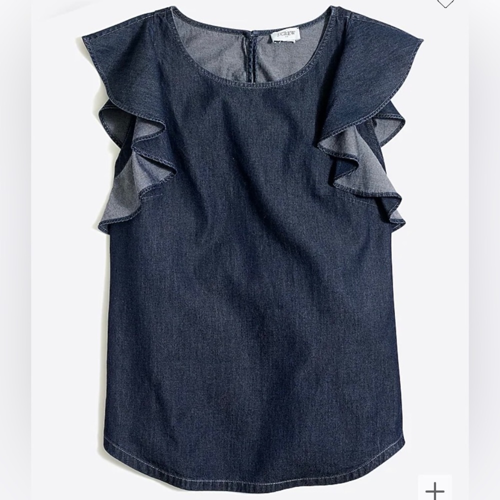 J. Crew Factory Chambray Ruffle Sleeve Blouse